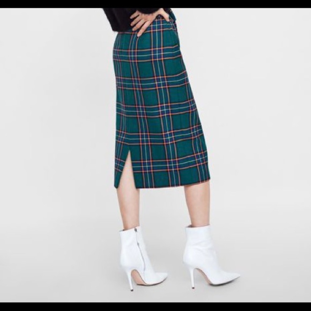Zara plaid pencil skirt